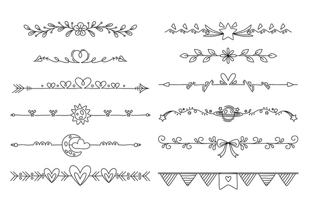 Коллекция рисованной декоративных разделителей