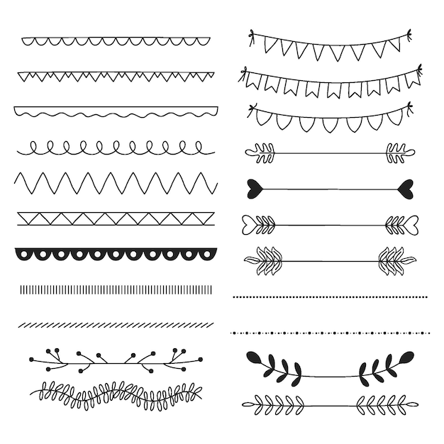 無料ベクター 手描きの装飾用仕切りパック