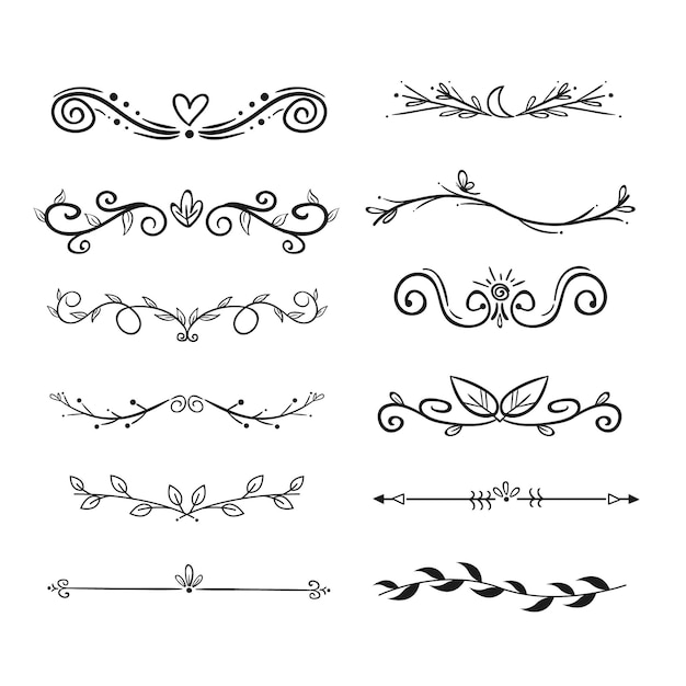 Free vector hand drawn ornamental divider pack