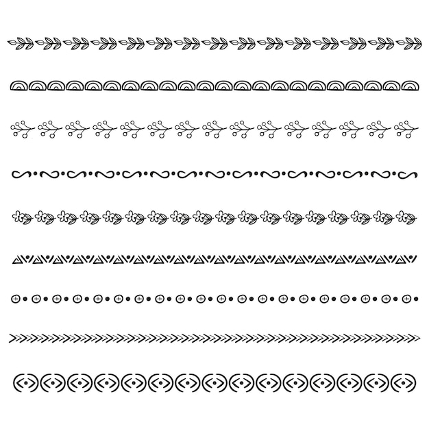 Бесплатное векторное изображение Набор рисованной декоративных разделителей