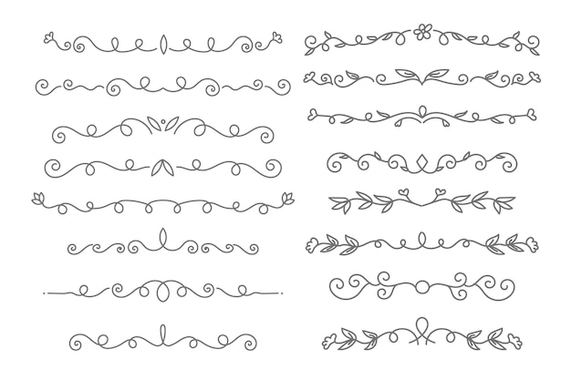 Free vector hand drawn ornamental divider on white background collection