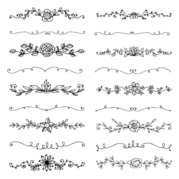 Hand drawn ornamental dividers pack