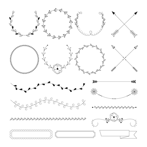 手描きの装飾要素コレクション