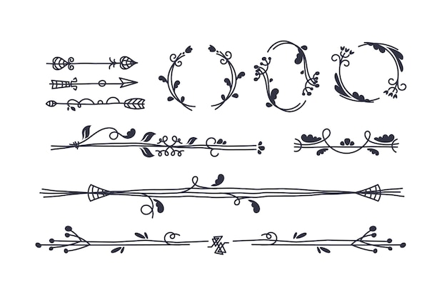 Hand-drawn ornamental element collection