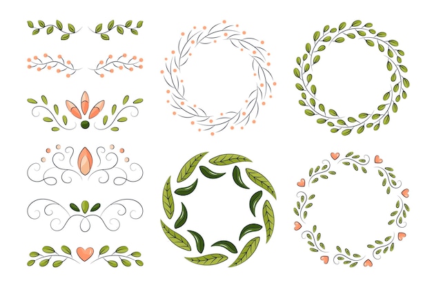 Free vector hand drawn ornamental element collection