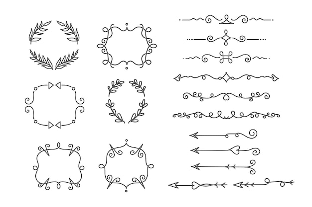 Hand drawn ornamental element collection