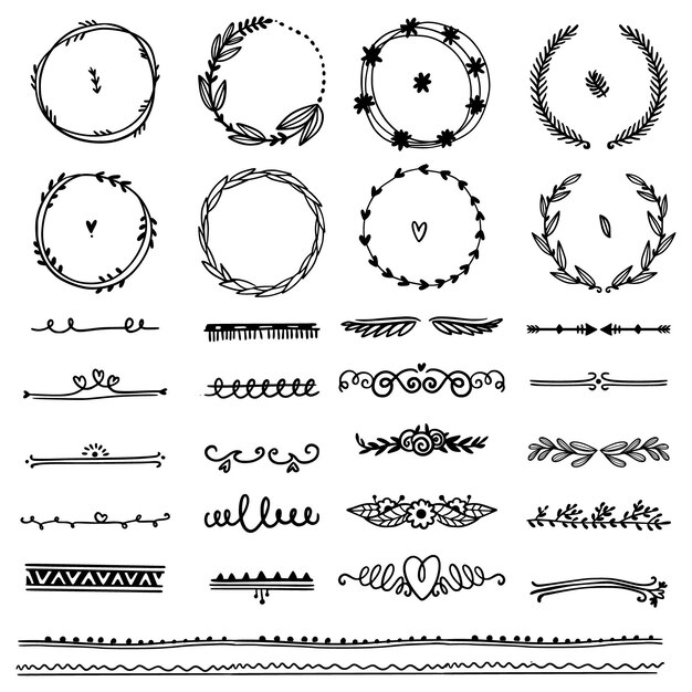 手描きの装飾要素コレクション
