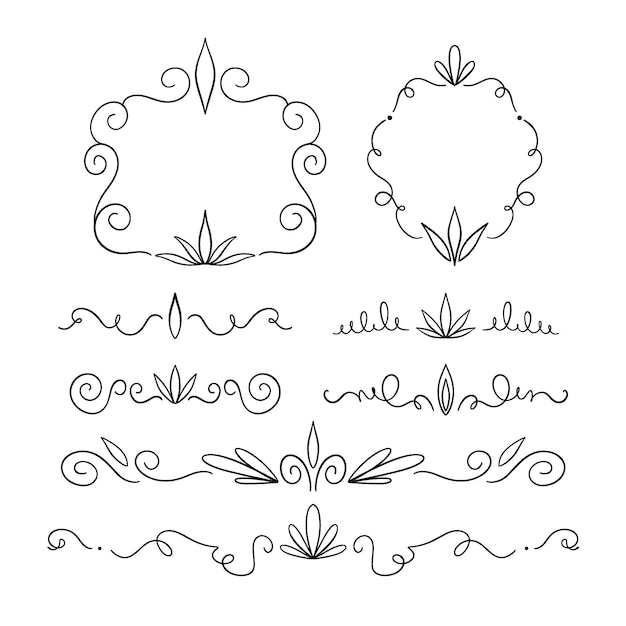 Hand drawn ornamental element collection