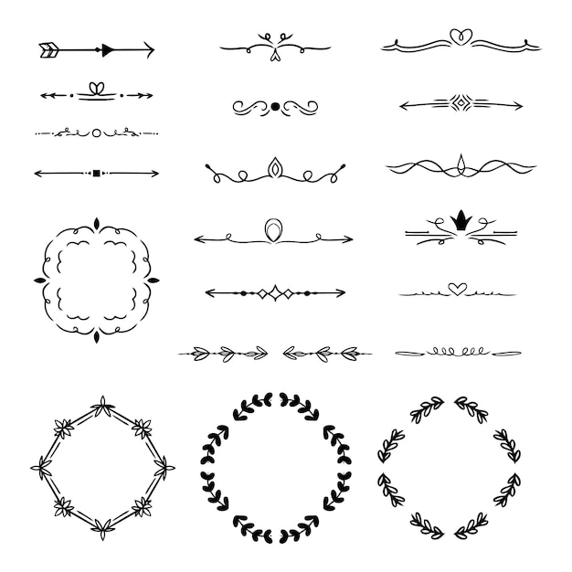 Vettore gratuito collezione di elementi ornamentali disegnati a mano