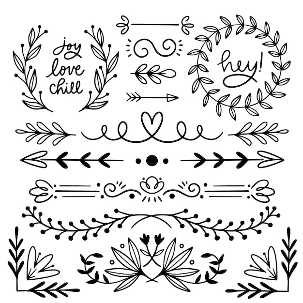 Free vector hand drawn ornamental element collection