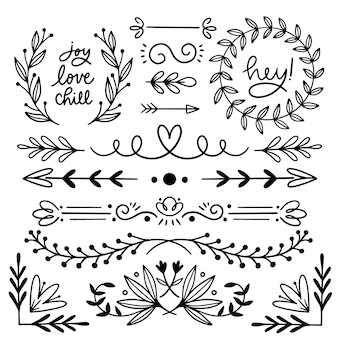 Hand drawn ornamental element collection