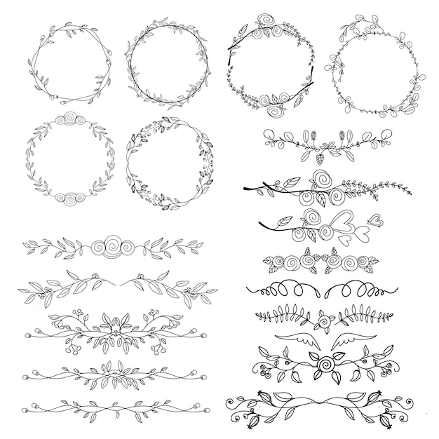 Free vector hand drawn ornamental element and frame