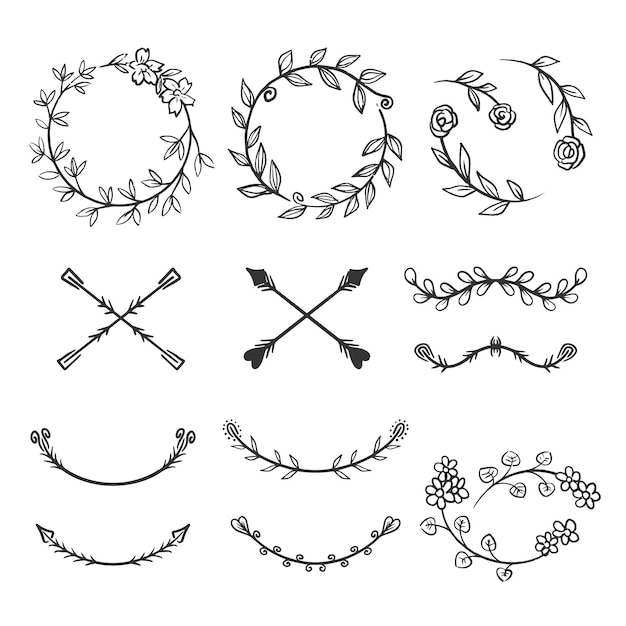 Hand drawn ornamental element pack