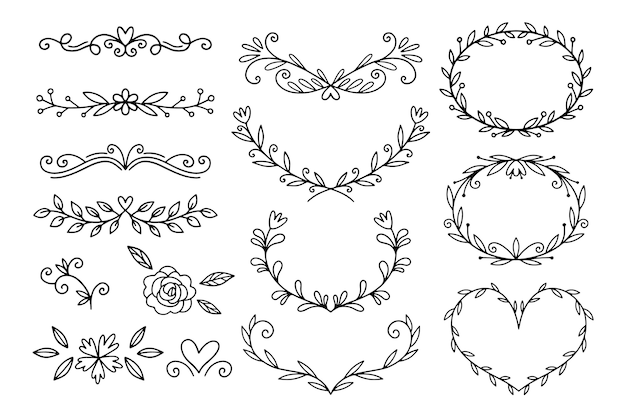 Hand drawn ornamental element selection