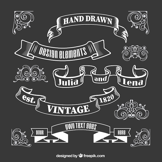 Free vector hand drawn ornamental elements