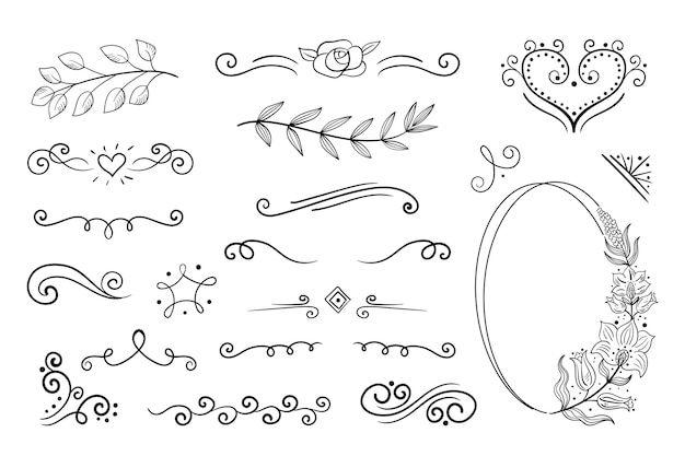 Elementi ornamentali disegnati a mano
