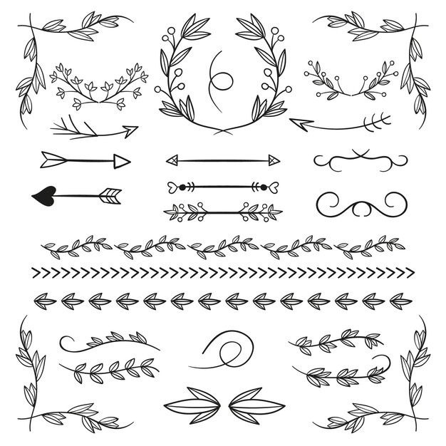 Hand drawn ornamental elements