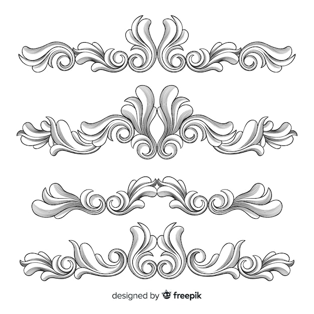 Hand drawn ornamental flower borders