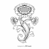 Vettore gratuito fiore ornamentale disegnato a mano