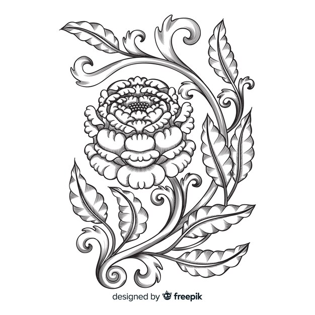 Hand drawn ornamental flower