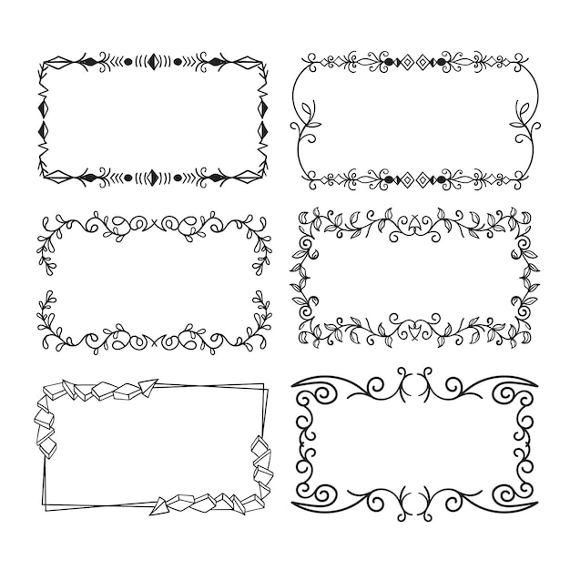 Collezione di cornici ornamentali disegnate a mano