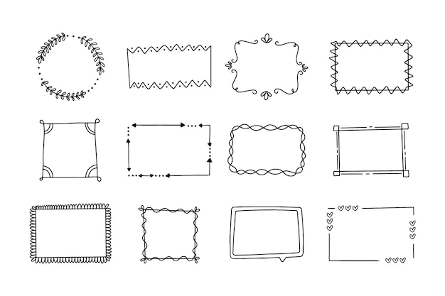 無料ベクター 手描きの装飾用フレームパック