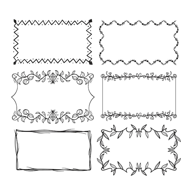 Hand drawn ornamental frame set