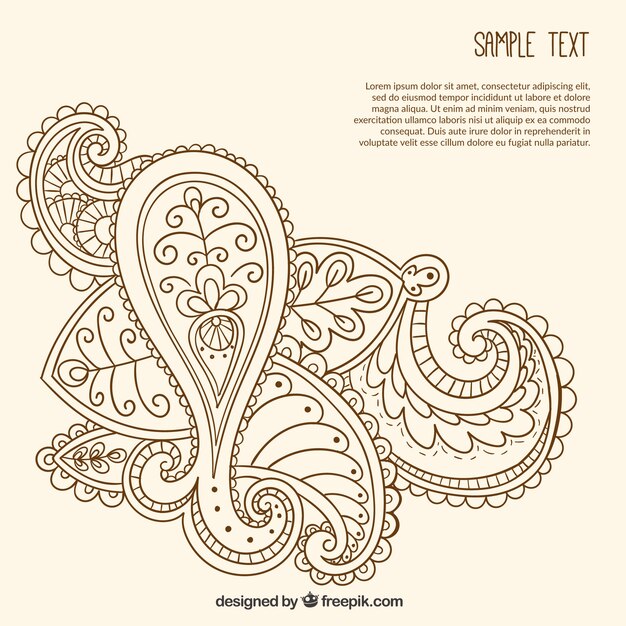 Hand drawn ornamental paisley template