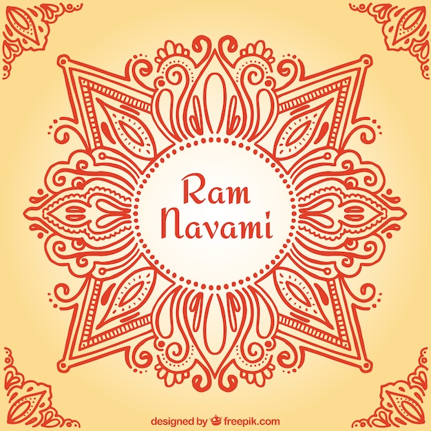 Vettore gratuito hand-drawn ram ornamentali navami sfondo