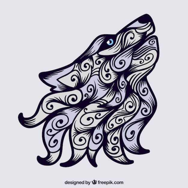 Free vector hand drawn ornamental wolf background