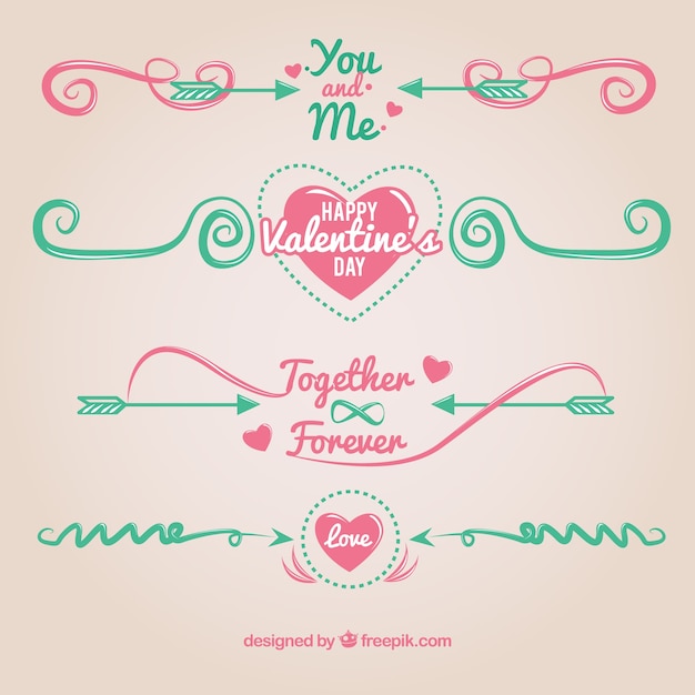 Free vector hand drawn ornaments for saint valentine