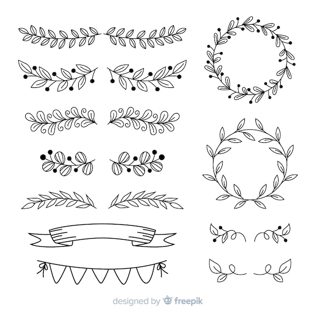 Free vector hand drawn ornaments for wedding