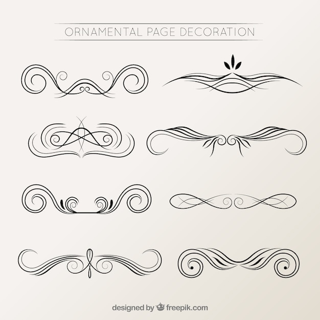 Free vector hand drawn ornaments with swirls