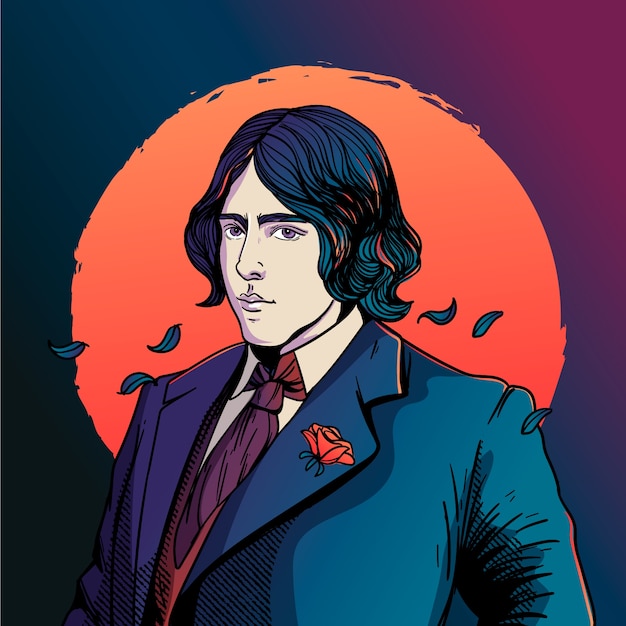 Hand drawn oscar wilde illustration