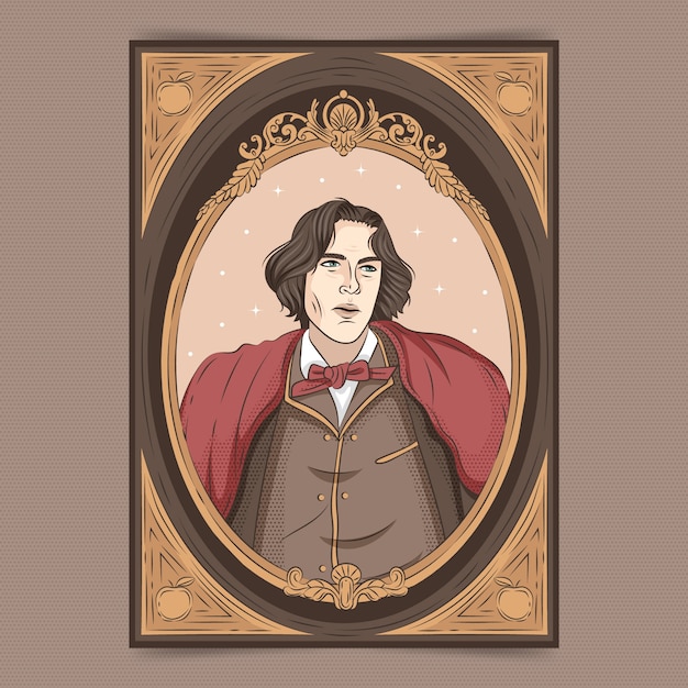 Hand drawn oscar wilde illustration