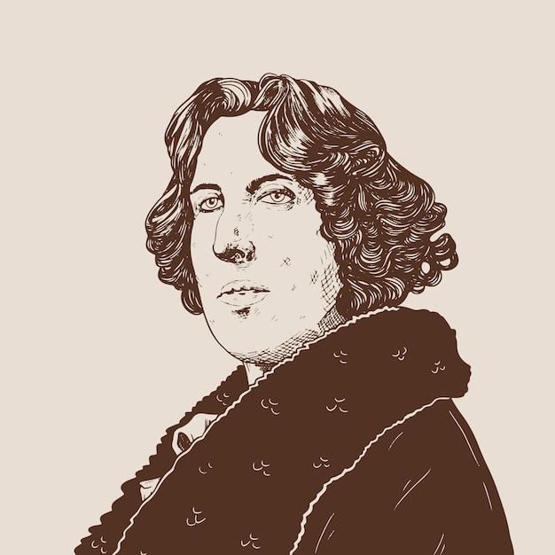 Hand drawn oscar wilde illustration