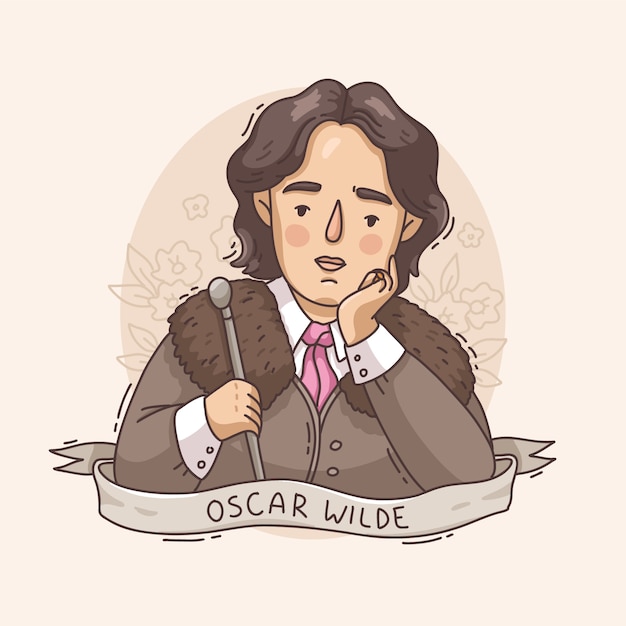 Hand drawn oscar wilde illustration