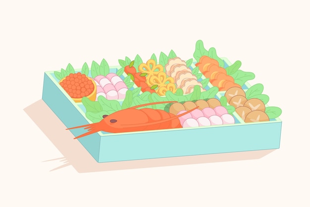 Hand drawn osechi ryori