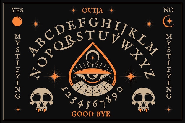 Hand drawn ouija board illustration