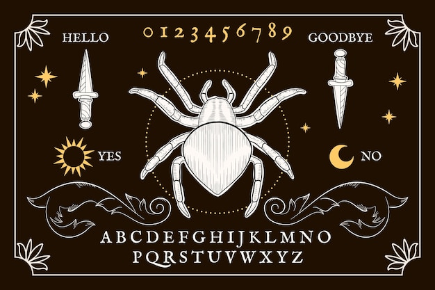 Vettore gratuito illustrazione disegnata a mano della tavola di ouija