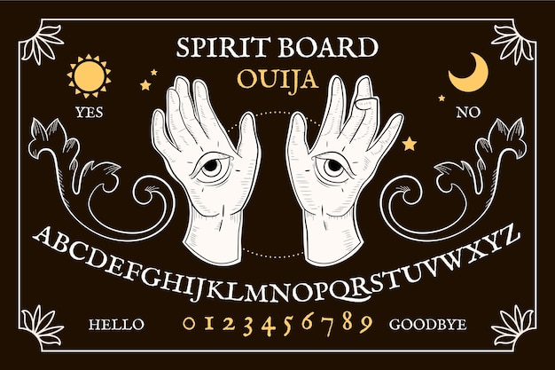 Vettore gratuito illustrazione disegnata a mano della tavola di ouija