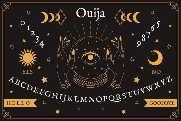 hand drawn ouija board illustration