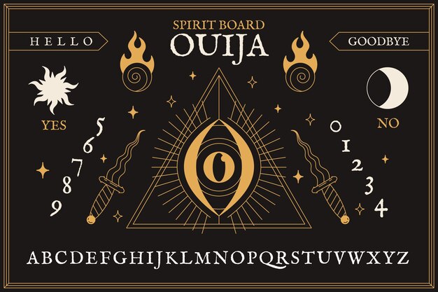hand drawn ouija board illustration
