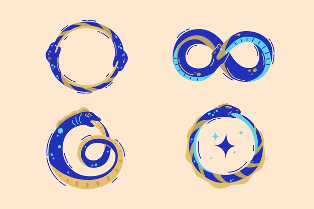 Hand drawn ouroboros icons