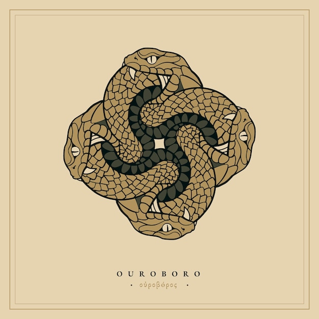 무료 벡터 손으로 그린 ouroboros 그림