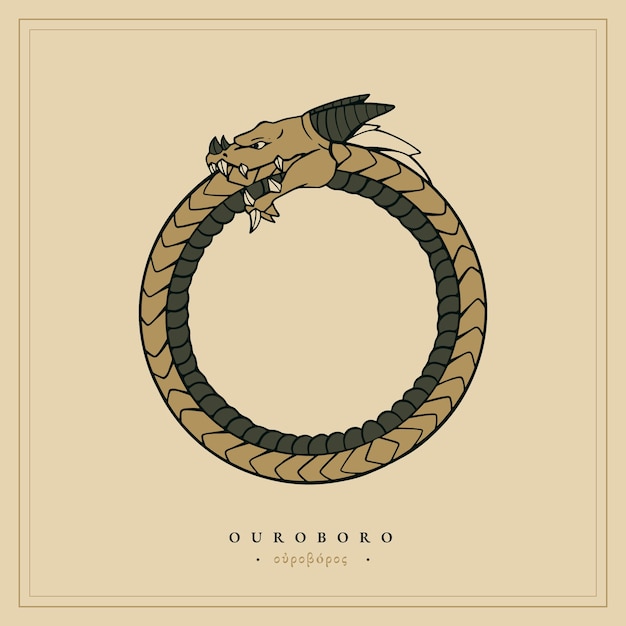 Vettore gratuito illustrazione di ouroboros disegnata a mano