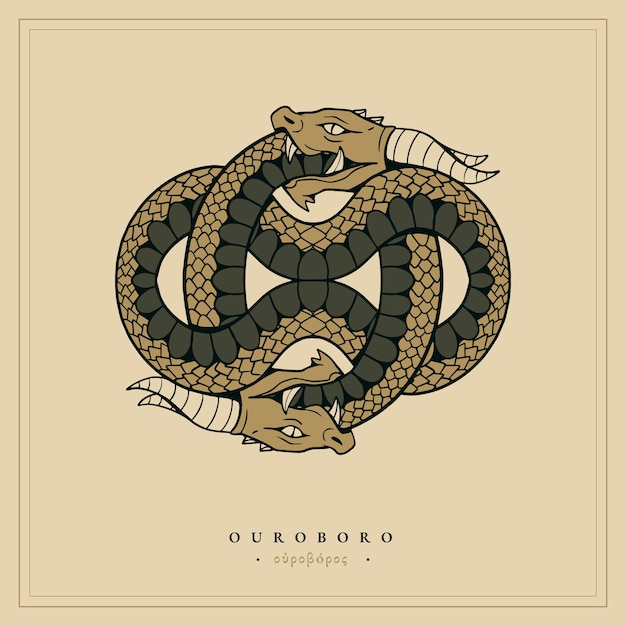 Vettore gratuito illustrazione di ouroboros disegnata a mano