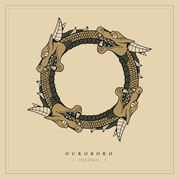 무료 벡터 손으로 그린 ouroboros 그림