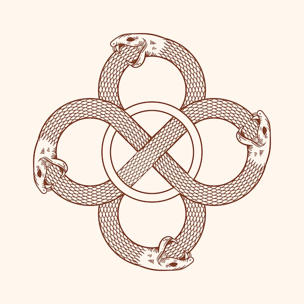 Free vector hand drawn ouroboros symbol