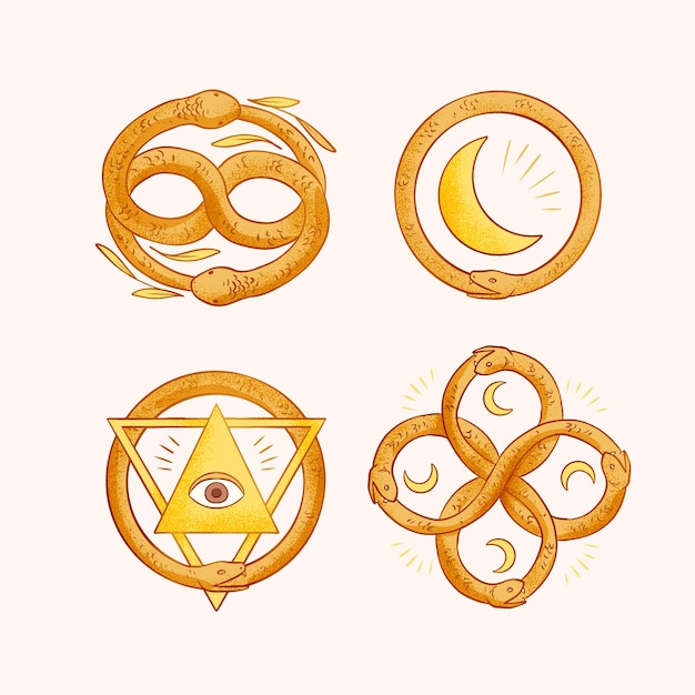 Free vector hand drawn ouroboros symbols